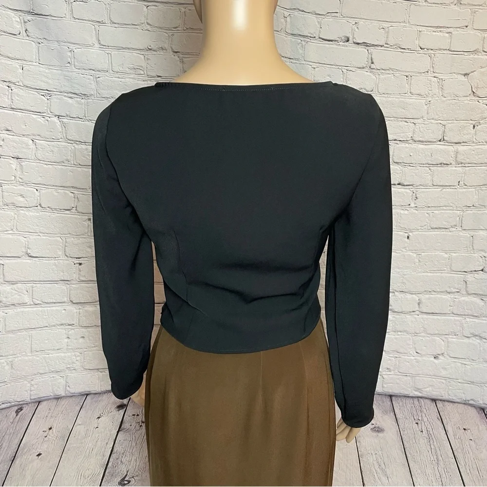 New Zara Black Ruched Cut-out Top Blouse Size S